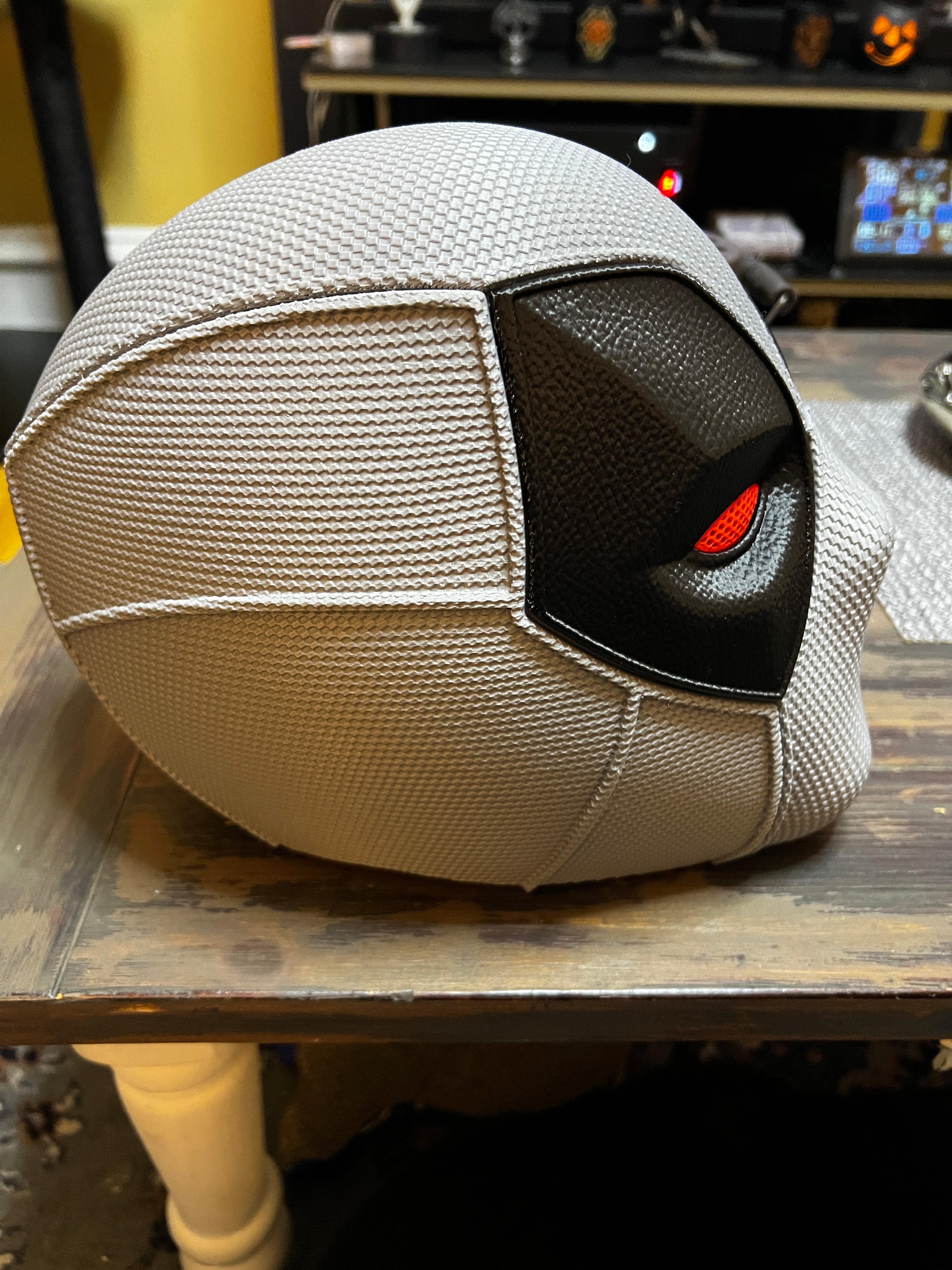 White Deadpool Mask with Red Eyes